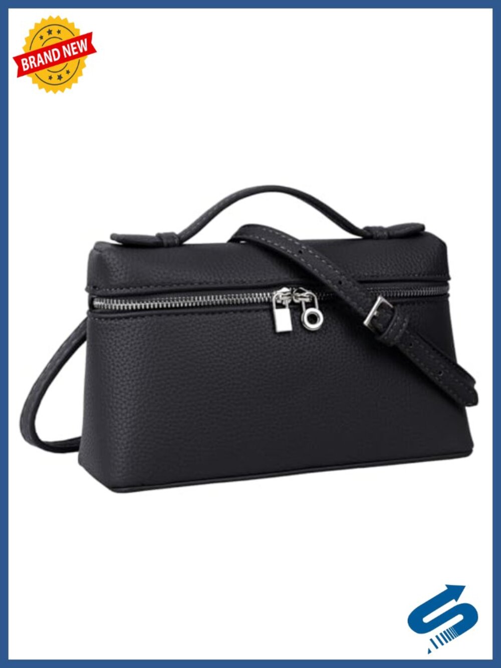 Faux Leather Crossbody Bag with Adjustable Strap, Top Handle Phone Purse